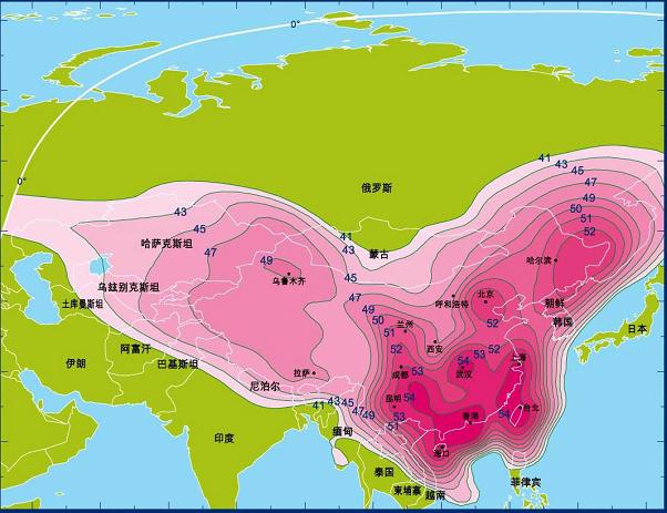 122度亞洲四號衛星場強圖